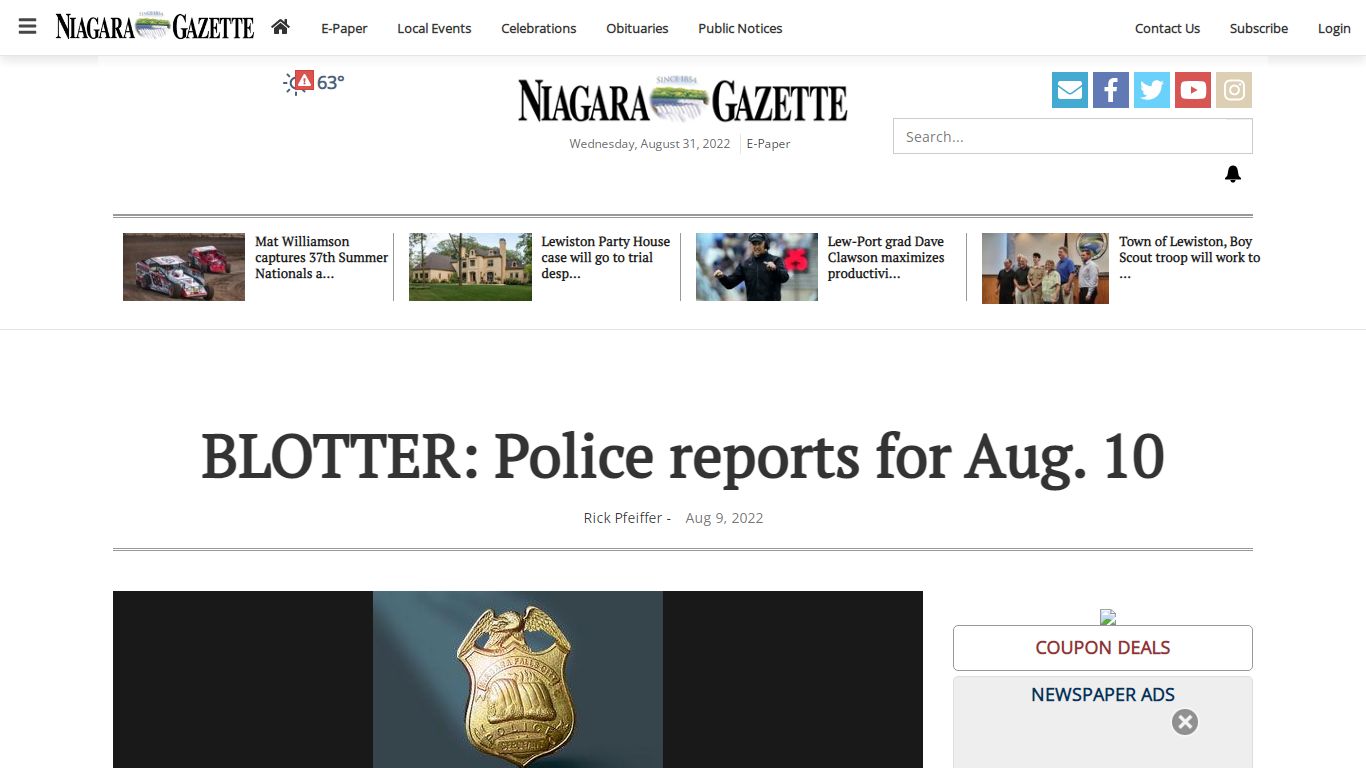 BLOTTER: Police reports for Aug. 10 | Crime | niagara-gazette.com